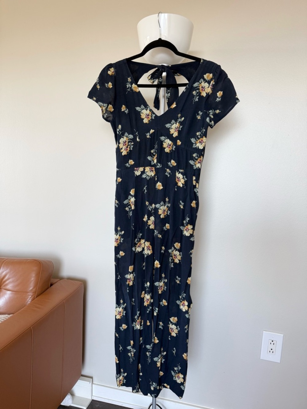 Abercrombie & Fitch Navy Floral Tie-Back Maxi Dress